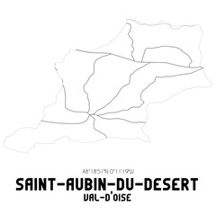SAINT-AUBIN-DU-DESERT Val-d'Oise. Minimalistic street map with black and white lines.