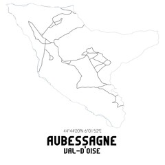 AUBESSAGNE Val-d'Oise. Minimalistic street map with black and white lines.