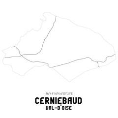 CERNIEBAUD Val-d'Oise. Minimalistic street map with black and white lines.