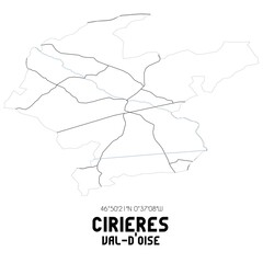 CIRIERES Val-d'Oise. Minimalistic street map with black and white lines.