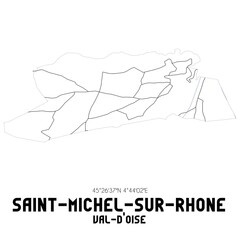 SAINT-MICHEL-SUR-RHONE Val-d'Oise. Minimalistic street map with black and white lines.