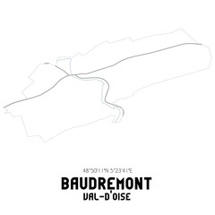 BAUDREMONT Val-d'Oise. Minimalistic street map with black and white lines.