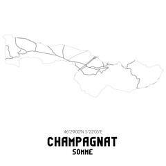 CHAMPAGNAT Somme. Minimalistic street map with black and white lines.