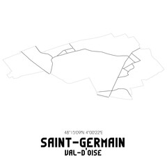 SAINT-GERMAIN Val-d'Oise. Minimalistic street map with black and white lines.