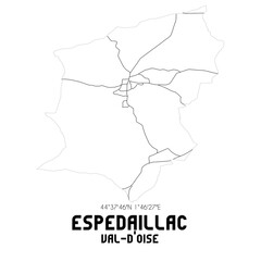 ESPEDAILLAC Val-d'Oise. Minimalistic street map with black and white lines.