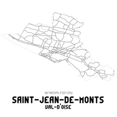SAINT-JEAN-DE-MONTS Val-d'Oise. Minimalistic street map with black and white lines.