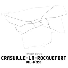 CRASVILLE-LA-ROCQUEFORT Val-d'Oise. Minimalistic street map with black and white lines.