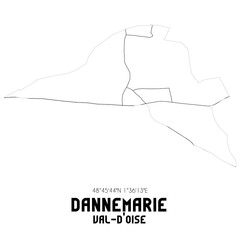 DANNEMARIE Val-d'Oise. Minimalistic street map with black and white lines.