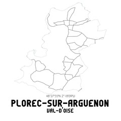 PLOREC-SUR-ARGUENON Val-d'Oise. Minimalistic street map with black and white lines.