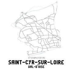 SAINT-CYR-SUR-LOIRE Val-d'Oise. Minimalistic street map with black and white lines.