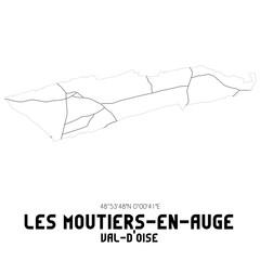 LES MOUTIERS-EN-AUGE Val-d'Oise. Minimalistic street map with black and white lines.