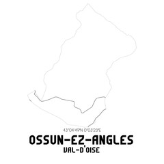 OSSUN-EZ-ANGLES Val-d'Oise. Minimalistic street map with black and white lines.