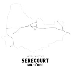 SERECOURT Val-d'Oise. Minimalistic street map with black and white lines.