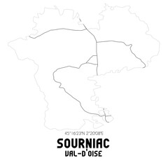 SOURNIAC Val-d'Oise. Minimalistic street map with black and white lines.
