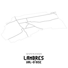 LAMBRES Val-d'Oise. Minimalistic street map with black and white lines.