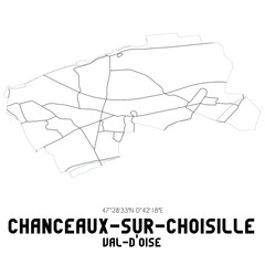 CHANCEAUX-SUR-CHOISILLE Val-d'Oise. Minimalistic street map with black and white lines.