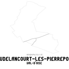 GOUDELANCOURT-LES-PIERREPONT Val-d'Oise. Minimalistic street map with black and white lines.