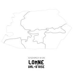 LOMNE Val-d'Oise. Minimalistic street map with black and white lines.