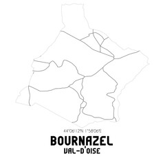 BOURNAZEL Val-d'Oise. Minimalistic street map with black and white lines.