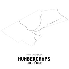 HUMBERCAMPS Val-d'Oise. Minimalistic street map with black and white lines.