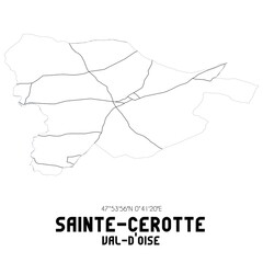 SAINTE-CEROTTE Val-d'Oise. Minimalistic street map with black and white lines.