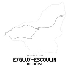 EYGLUY-ESCOULIN Val-d'Oise. Minimalistic street map with black and white lines.