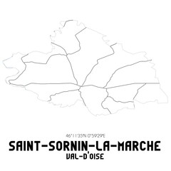 SAINT-SORNIN-LA-MARCHE Val-d'Oise. Minimalistic street map with black and white lines.
