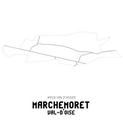 MARCHEMORET Val-d'Oise. Minimalistic street map with black and white lines.