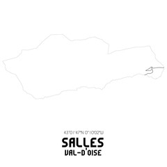 SALLES Val-d'Oise. Minimalistic street map with black and white lines.