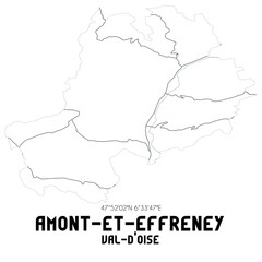 AMONT-ET-EFFRENEY Val-d'Oise. Minimalistic street map with black and white lines.