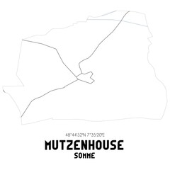 MUTZENHOUSE Somme. Minimalistic street map with black and white lines.
