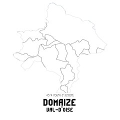 DOMAIZE Val-d'Oise. Minimalistic street map with black and white lines.