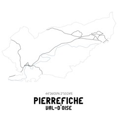 PIERREFICHE Val-d'Oise. Minimalistic street map with black and white lines.