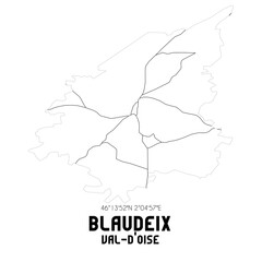 BLAUDEIX Val-d'Oise. Minimalistic street map with black and white lines.