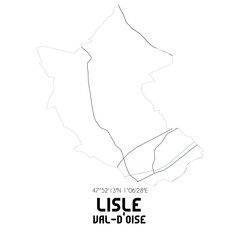 LISLE Val-d'Oise. Minimalistic street map with black and white lines.