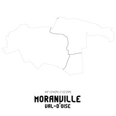 MORANVILLE Val-d'Oise. Minimalistic street map with black and white lines.