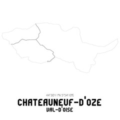 CHATEAUNEUF-D'OZE Val-d'Oise. Minimalistic street map with black and white lines.