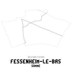 FESSENHEIM-LE-BAS Somme. Minimalistic street map with black and white lines.