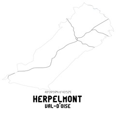 HERPELMONT Val-d'Oise. Minimalistic street map with black and white lines.