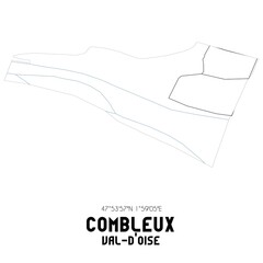 COMBLEUX Val-d'Oise. Minimalistic street map with black and white lines.