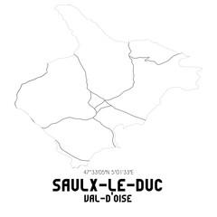 SAULX-LE-DUC Val-d'Oise. Minimalistic street map with black and white lines.