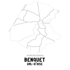 BENQUET Val-d'Oise. Minimalistic street map with black and white lines.