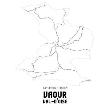 VAOUR Val-d'Oise. Minimalistic street map with black and white lines.