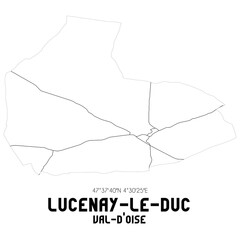 LUCENAY-LE-DUC Val-d'Oise. Minimalistic street map with black and white lines.