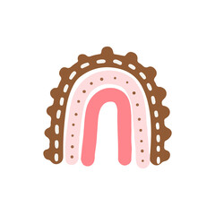Pastel boho rainbow. Cute hand drawn modern stickers for nursery. Childish colorful clipart