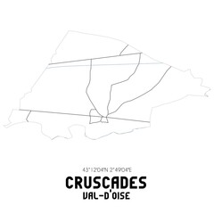 CRUSCADES Val-d'Oise. Minimalistic street map with black and white lines.