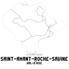 SAINT-AMANT-ROCHE-SAVINE Val-d'Oise. Minimalistic street map with black and white lines.
