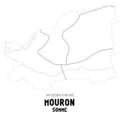 MOURON Somme. Minimalistic street map with black and white lines.