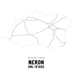 NERON Val-d'Oise. Minimalistic street map with black and white lines.