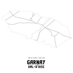 GARNAY Val-d'Oise. Minimalistic street map with black and white lines.
